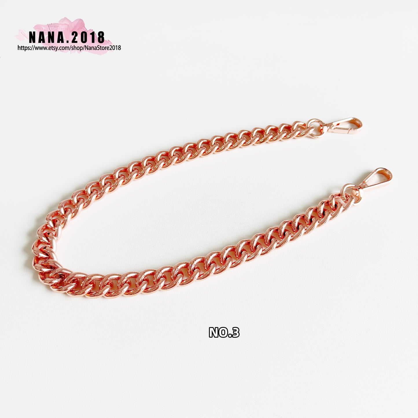 17MM, Rose gold High Quality Purse Chain, Metal Shoulder Handbag Strap, Replacement Handle Chain, Metal Crossbody Bag Chain Strap,JD-3857