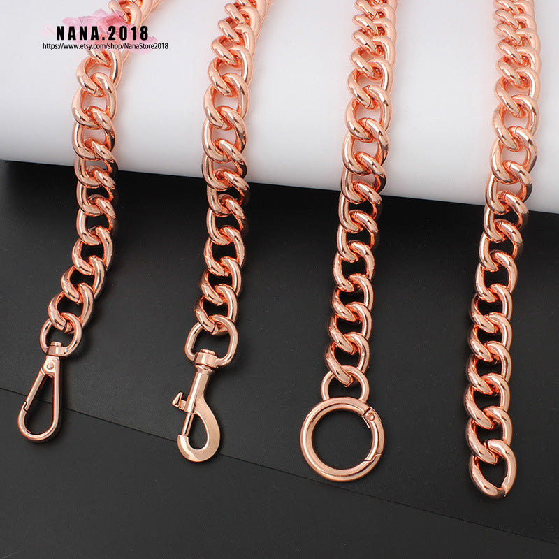 17MM, Rose gold High Quality Purse Chain, Metal Shoulder Handbag Strap, Replacement Handle Chain, Metal Crossbody Bag Chain Strap,JD-3857