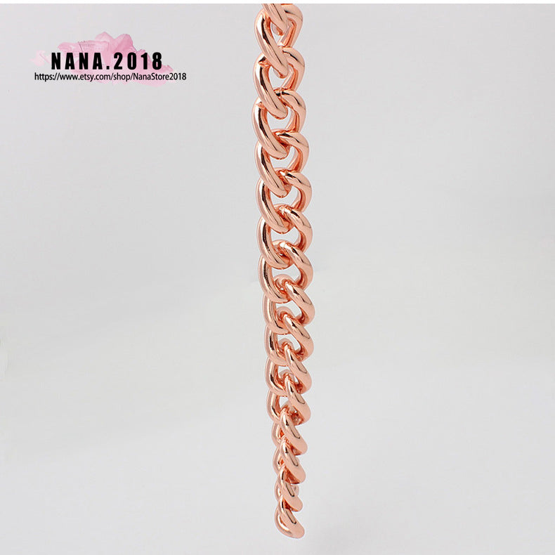 17MM, Rose gold High Quality Purse Chain, Metal Shoulder Handbag Strap, Replacement Handle Chain, Metal Crossbody Bag Chain Strap,JD-3857