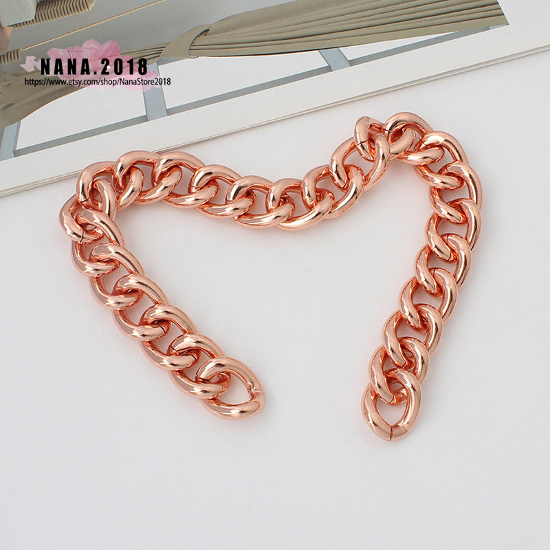 17MM, Rose gold High Quality Purse Chain, Metal Shoulder Handbag Strap, Replacement Handle Chain, Metal Crossbody Bag Chain Strap,JD-3857