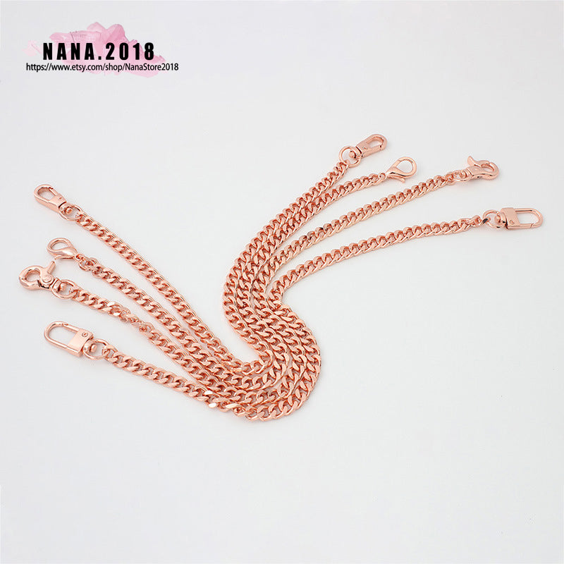 7MM, Rose gold High Quality Purse Chain, Metal Shoulder Handbag Strap, Replacement Handle Chain, Metal Crossbody Bag Chain Strap,JD-3858