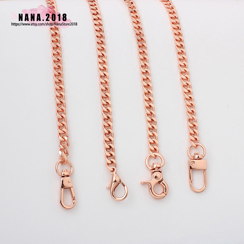 7MM, Rose gold High Quality Purse Chain, Metal Shoulder Handbag Strap, Replacement Handle Chain, Metal Crossbody Bag Chain Strap,JD-3858