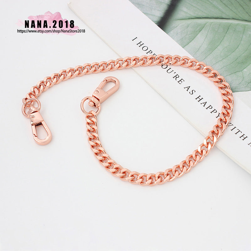 7MM, Rose gold High Quality Purse Chain, Metal Shoulder Handbag Strap, Replacement Handle Chain, Metal Crossbody Bag Chain Strap,JD-3858