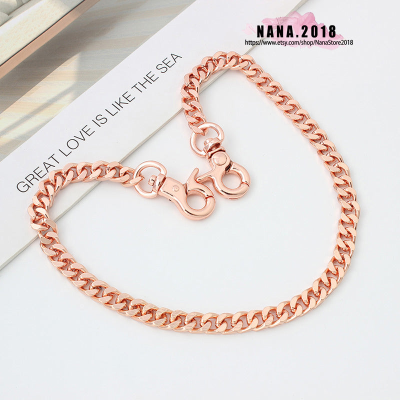 7MM, Rose gold High Quality Purse Chain, Metal Shoulder Handbag Strap, Replacement Handle Chain, Metal Crossbody Bag Chain Strap,JD-3858