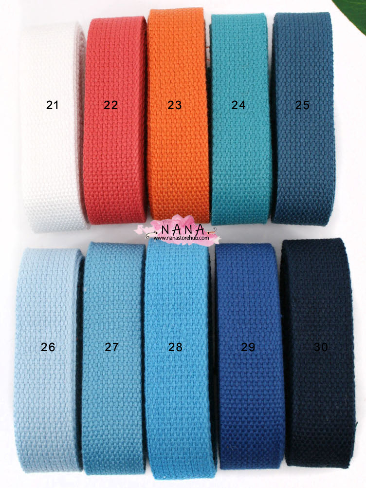 40 Color, 0.8 Inch Cotton Webbing  Heavy Duty Bag handles, bag strap for tote bag Upholstery Webbing ,JD-504