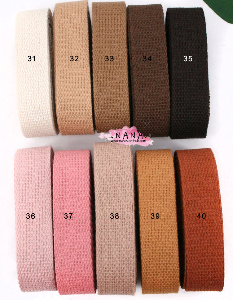 40 Color, 0.8 Inch Cotton Webbing  Heavy Duty Bag handles, bag strap for tote bag Upholstery Webbing ,JD-504