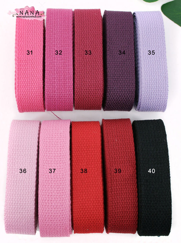 Heavy-Duty Cotton Webbing Strap, 1 Inch Width - Versatile for Bag Handles, Tote Bags, Upholstery - Available in 42 Colors ,JD-505