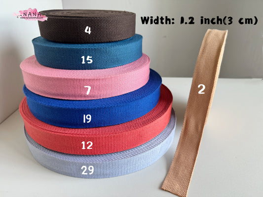 40-Color Selection, 1.2 Inch Cotton Webbing: Heavy-Duty Straps for Tote Bags, Bag Handles, and Upholstery Needs ,JD-506