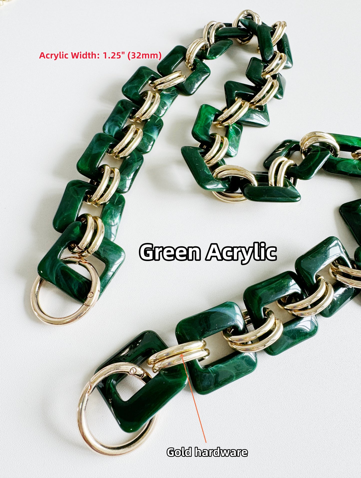 7 Color Acrylic High Quality Purse Chain, Metal Shoulder Handbag Strap, Replacement Handle Chain, Metal Crossbody Bag Chain Strap,JD-566