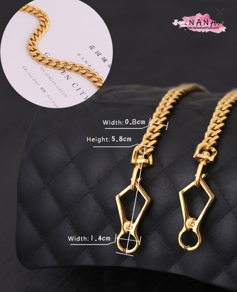 9mm 24K Gold Plated Titanium Steel High Quality Purse Chain, Metal Shoulder Handbag Strap,Bag Strap, Bag Accessories, Detachable,JD-573