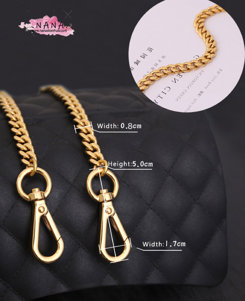 9mm 24K Gold Plated Titanium Steel High Quality Purse Chain, Metal Shoulder Handbag Strap,Bag Strap, Bag Accessories, Detachable,JD-573