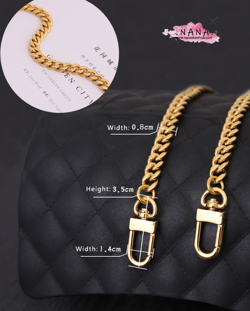 9mm 24K Gold Plated Titanium Steel High Quality Purse Chain, Metal Shoulder Handbag Strap,Bag Strap, Bag Accessories, Detachable,JD-573
