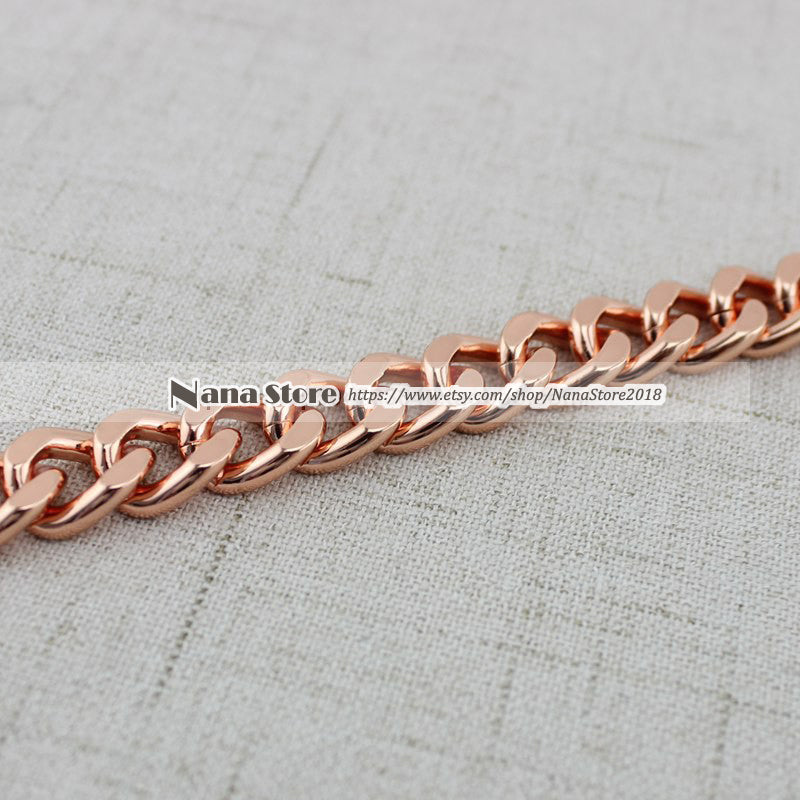 11MM, Rose gold High Quality Purse Chain, Metal Shoulder Handbag Strap, Replacement Handle Chain, Metal Crossbody Bag Chain Strap,JD-869