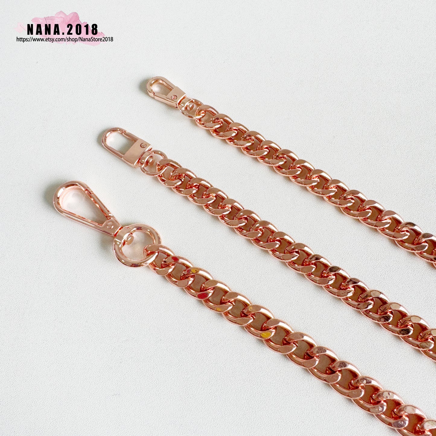 11MM, Rose gold High Quality Purse Chain, Metal Shoulder Handbag Strap, Replacement Handle Chain, Metal Crossbody Bag Chain Strap,JD-869