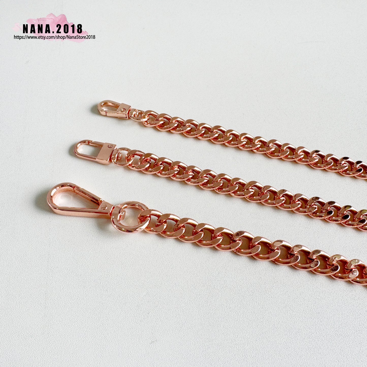 11MM, Rose gold High Quality Purse Chain, Metal Shoulder Handbag Strap, Replacement Handle Chain, Metal Crossbody Bag Chain Strap,JD-869