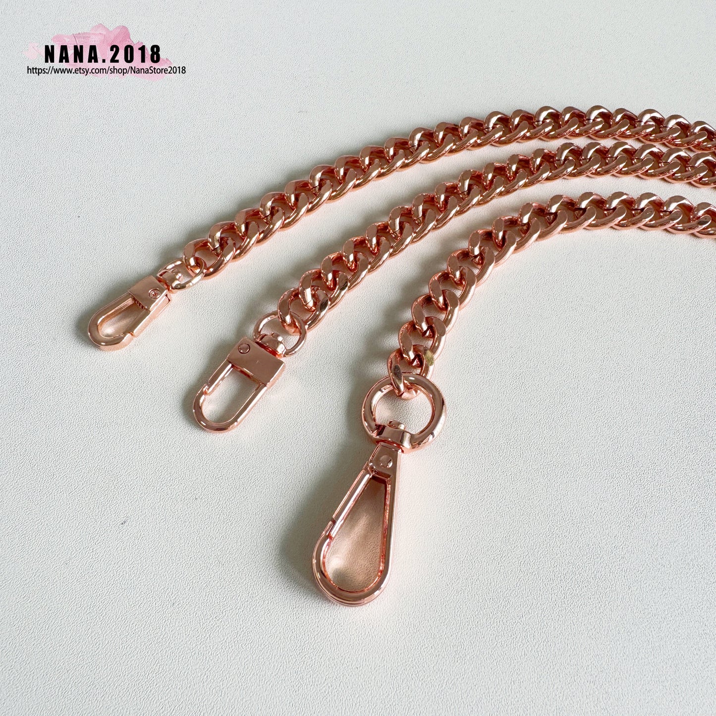 11MM, Rose gold High Quality Purse Chain, Metal Shoulder Handbag Strap, Replacement Handle Chain, Metal Crossbody Bag Chain Strap,JD-869