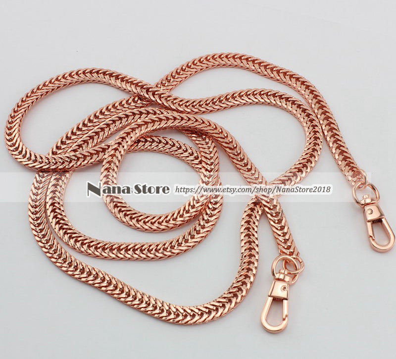 7MM, Rose gold High Quality Purse Chain, Metal Shoulder Handbag Strap, Replacement Handle Chain, Metal Crossbody Bag Chain Strap,JD-870