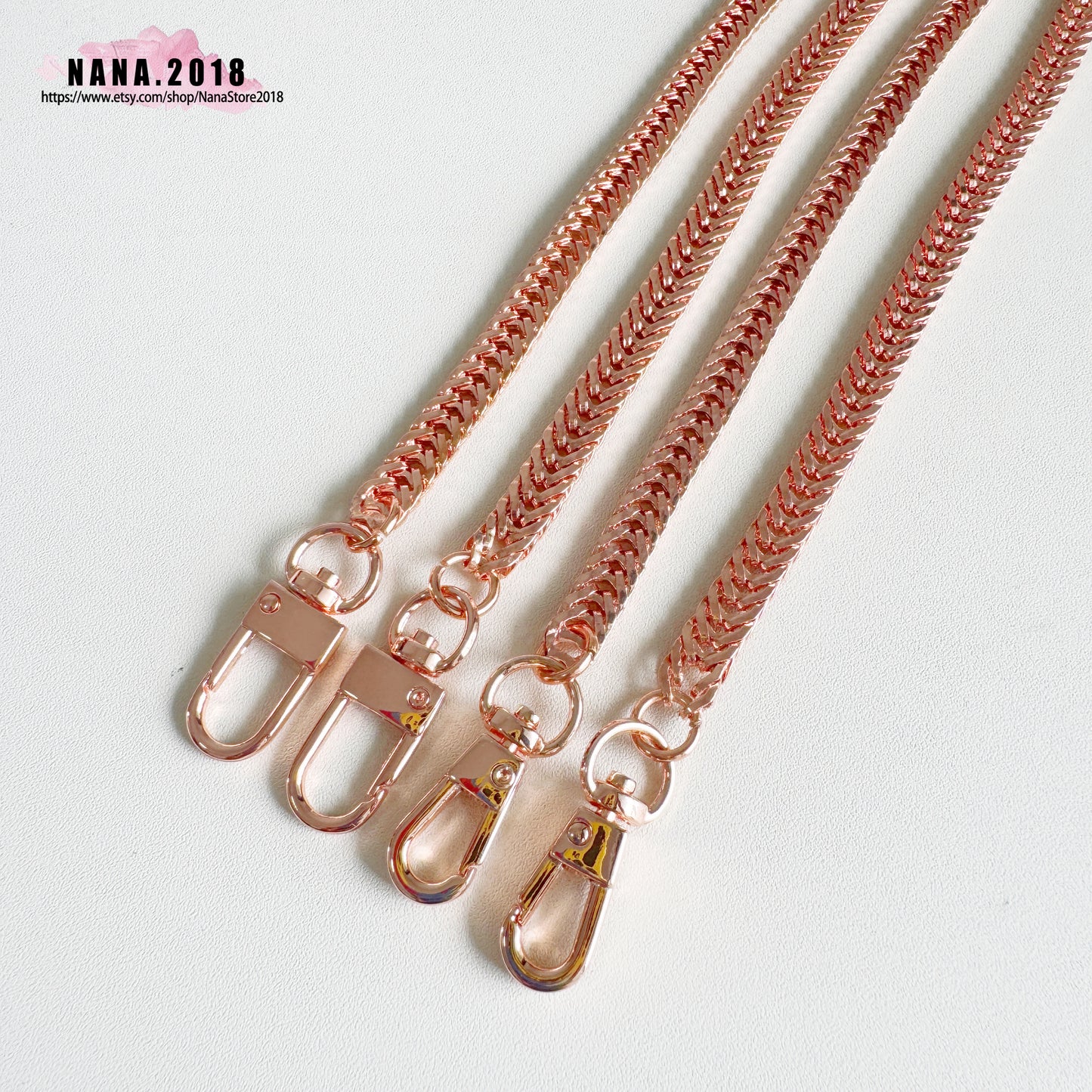 7MM, Rose gold High Quality Purse Chain, Metal Shoulder Handbag Strap, Replacement Handle Chain, Metal Crossbody Bag Chain Strap,JD-870