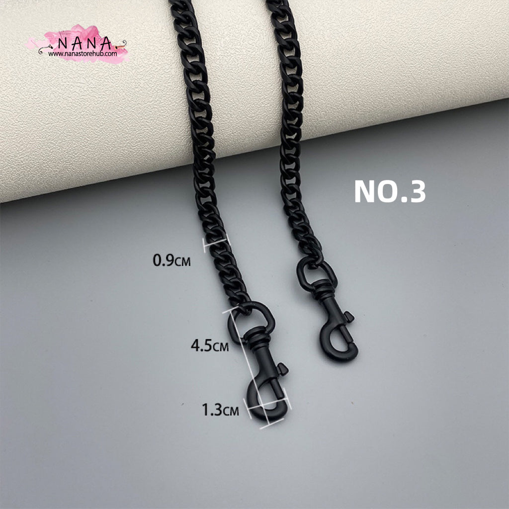 8mm 'Midnight Elegance' Purse Chain Strap: Premium Alloy and Iron, Handbag Shoulder Strap Replacement, JD-872 - Uplift Your Accessory Collection with Our High-End, Metallic Black Bag Chains