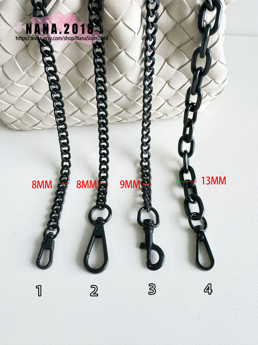 8mm 'Midnight Elegance' Purse Chain Strap: Premium Alloy and Iron, Handbag Shoulder Strap Replacement, JD-872 - Uplift Your Accessory Collection with Our High-End, Metallic Black Bag Chains