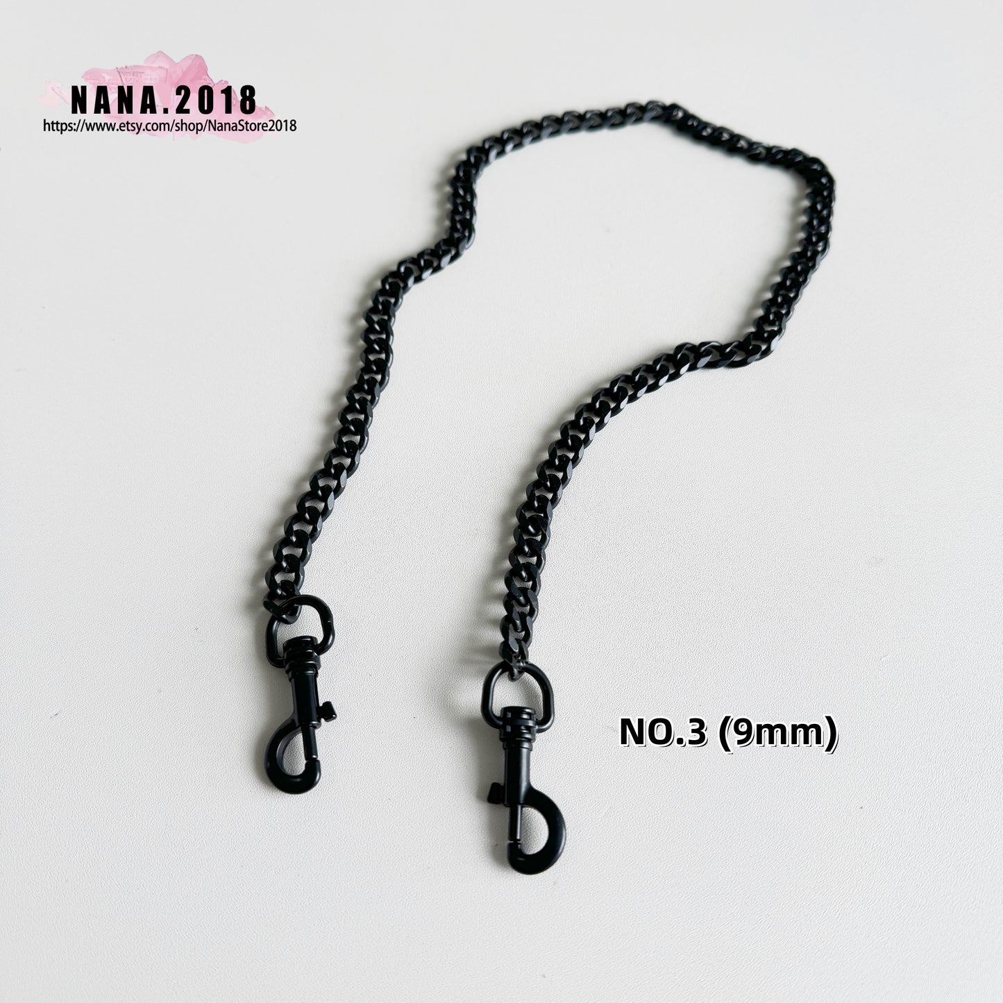 8mm 'Midnight Elegance' Purse Chain Strap: Premium Alloy and Iron, Handbag Shoulder Strap Replacement, JD-872 - Uplift Your Accessory Collection with Our High-End, Metallic Black Bag Chains