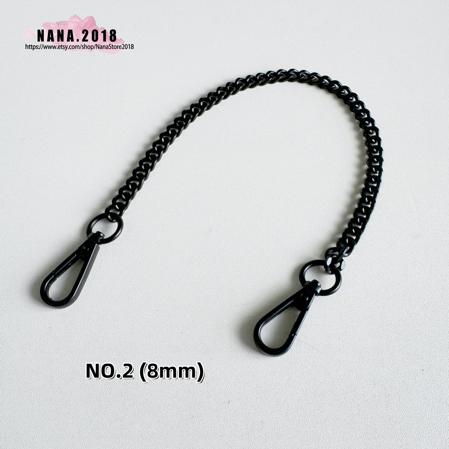 8mm 'Midnight Elegance' Purse Chain Strap: Premium Alloy and Iron, Handbag Shoulder Strap Replacement, JD-872 - Uplift Your Accessory Collection with Our High-End, Metallic Black Bag Chains