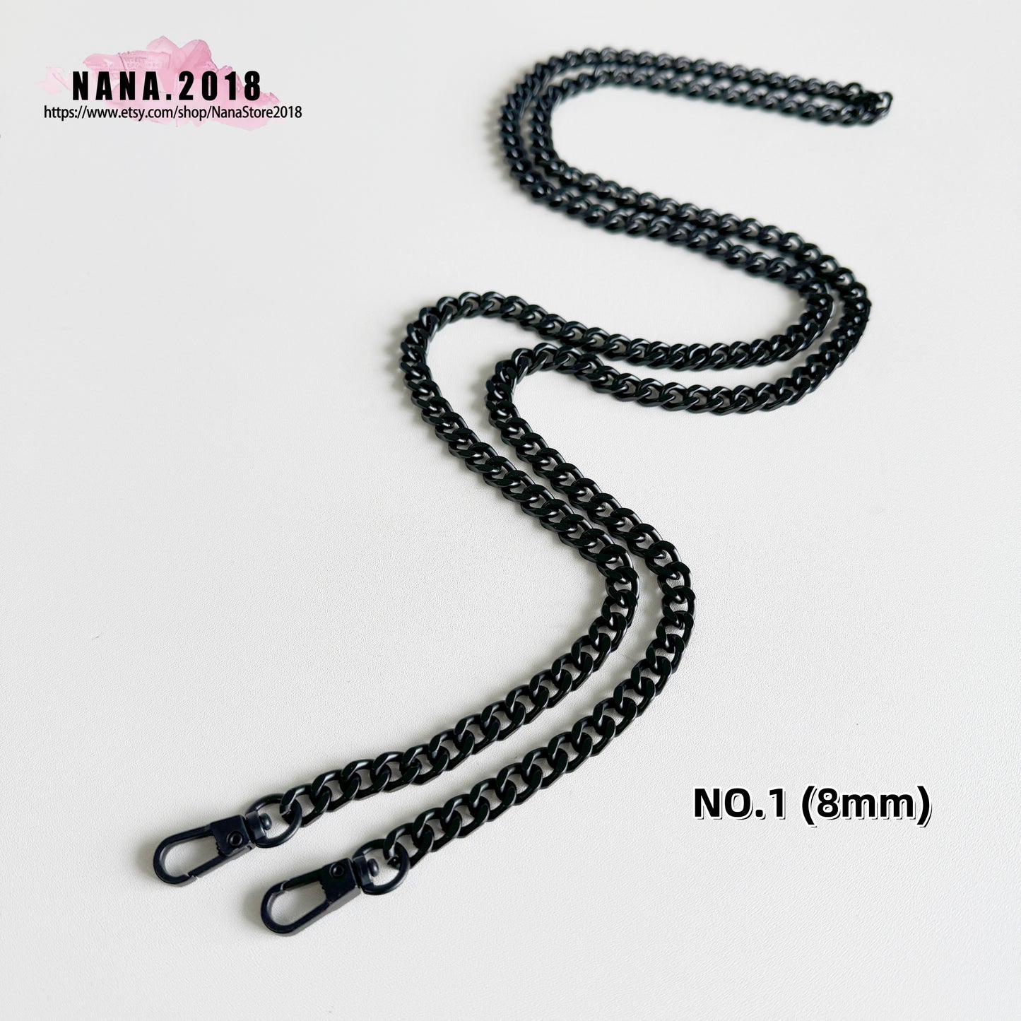 8mm 'Midnight Elegance' Purse Chain Strap: Premium Alloy and Iron, Handbag Shoulder Strap Replacement, JD-872 - Uplift Your Accessory Collection with Our High-End, Metallic Black Bag Chains
