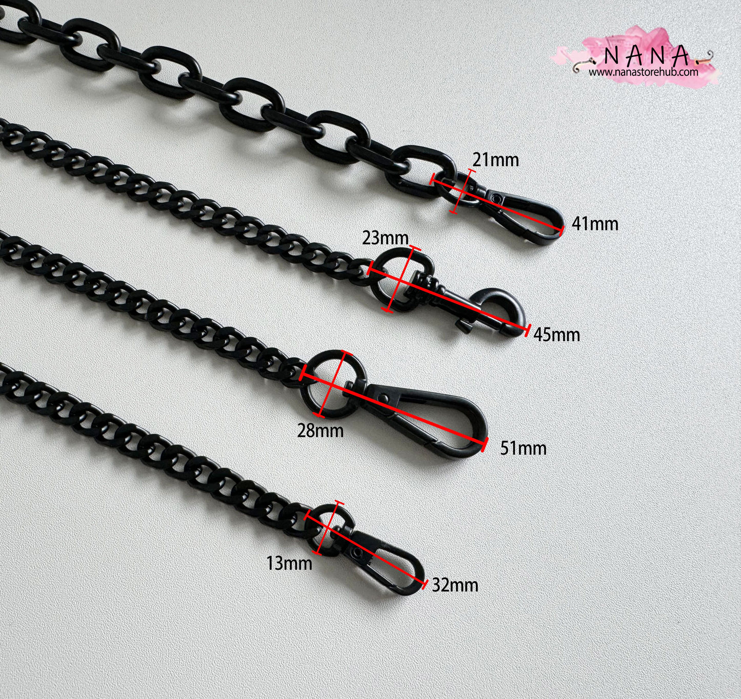 8mm 'Midnight Elegance' Purse Chain Strap: Premium Alloy and Iron, Handbag Shoulder Strap Replacement, JD-872 - Uplift Your Accessory Collection with Our High-End, Metallic Black Bag Chains