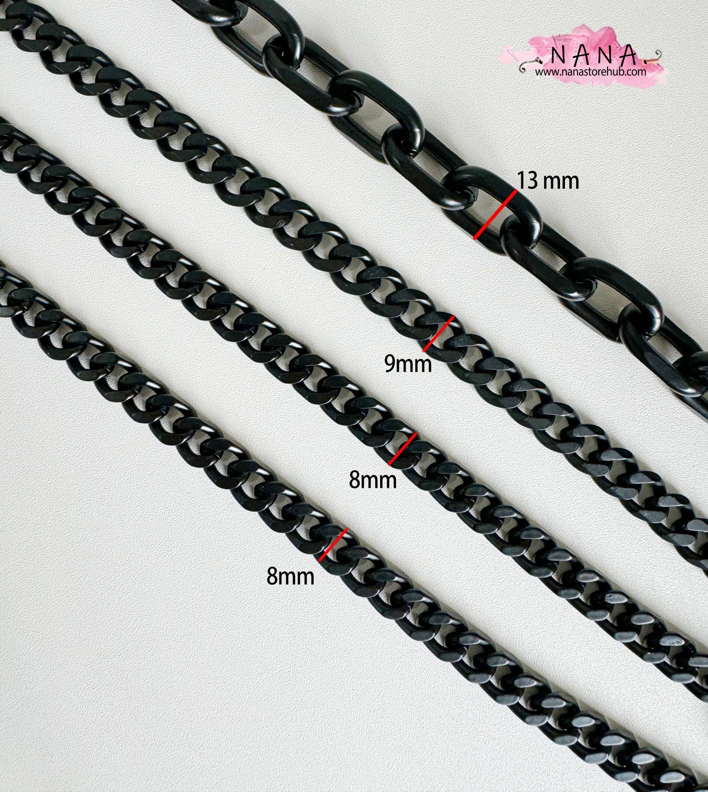 8mm 'Midnight Elegance' Purse Chain Strap: Premium Alloy and Iron, Handbag Shoulder Strap Replacement, JD-872 - Uplift Your Accessory Collection with Our High-End, Metallic Black Bag Chains
