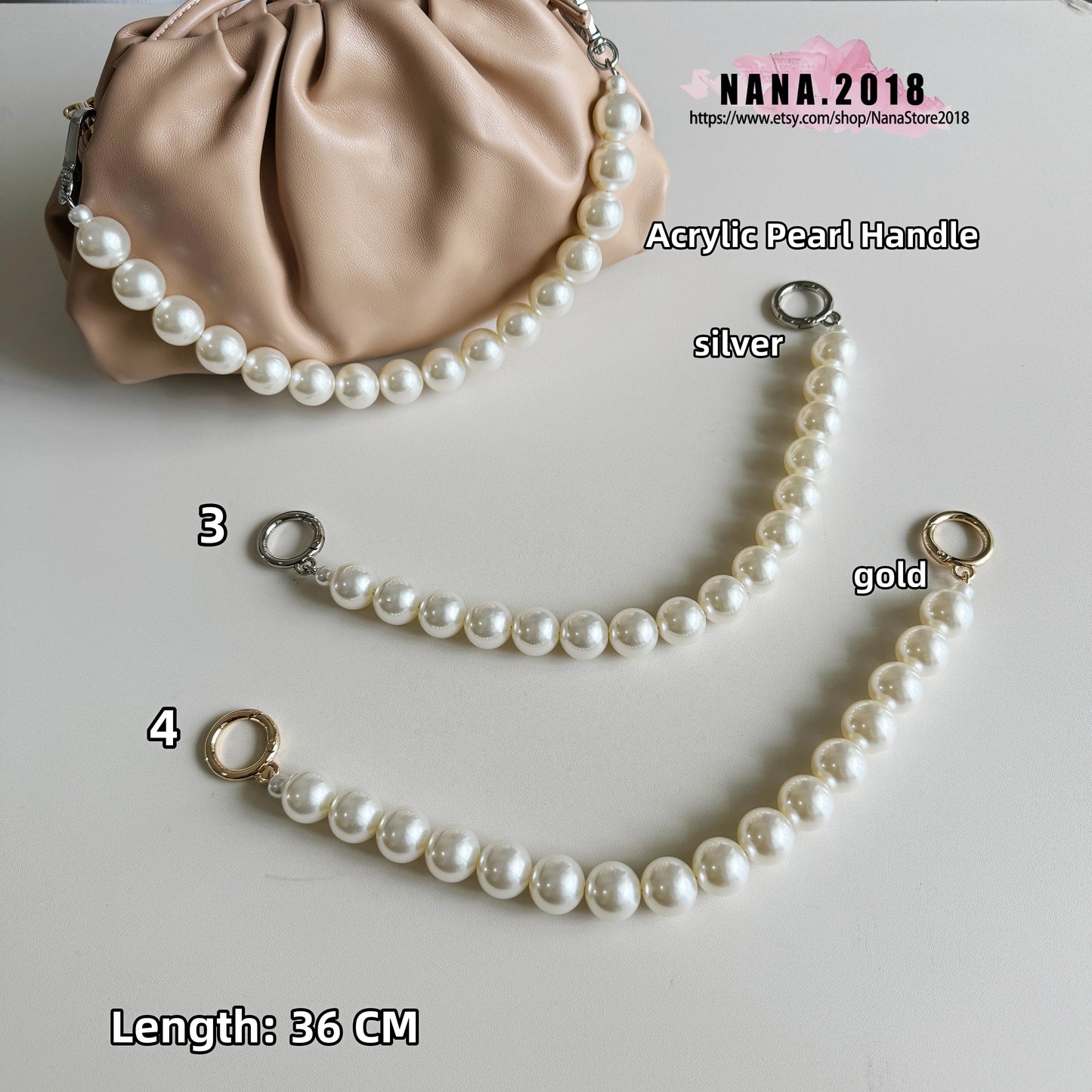 Pearl High Quality Purse Chain,Alloy and Pearl, Metal Shoulder Handbag Strap,Bag Strap, Bag Accessories, Detachable,JD-958