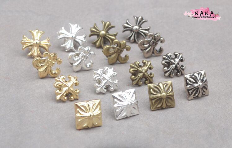 PACK of 3 Cross Rivets Studs Leather Studs Leather Craft Decorative Rivet, M-106