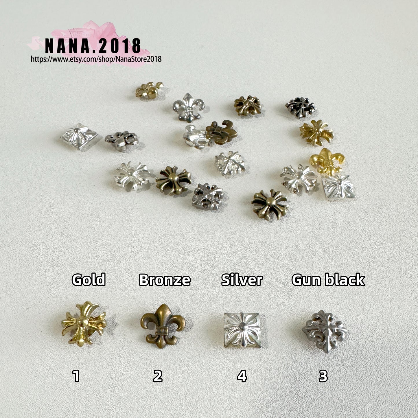 PACK of 3 Cross Rivets Studs Leather Studs Leather Craft Decorative Rivet, M-106