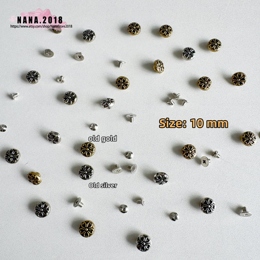 PACK of 3 10mm Chrysanthemum Rivets Studs Leather Studs Leather Craft Decorative Rivet, M-117