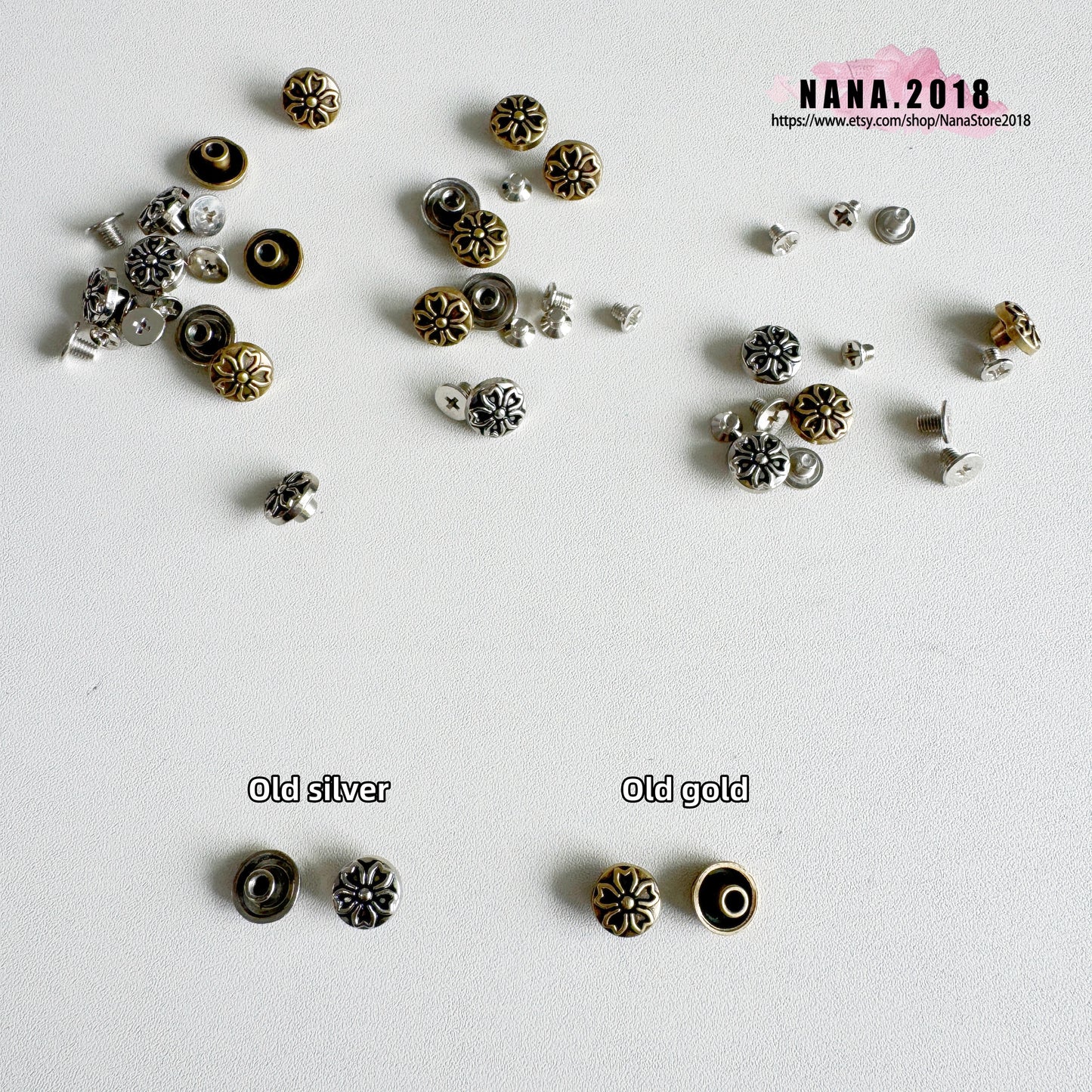 PACK of 3 10mm Chrysanthemum Rivets Studs Leather Studs Leather Craft Decorative Rivet, M-117