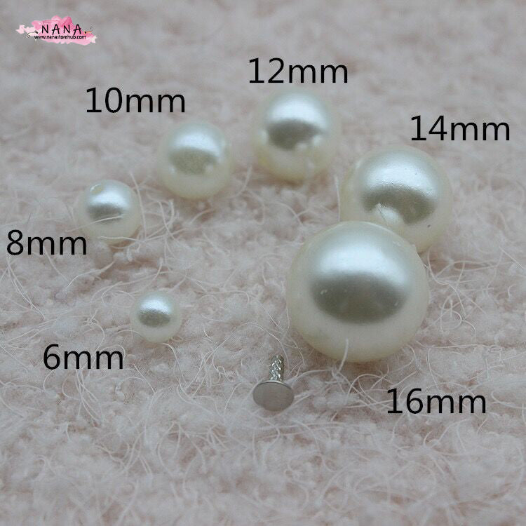 PACK of 50 Half-hole White Acrylic Pearl Rivets Studs Leather Studs Leather Craft Decorative Rivet, M-170