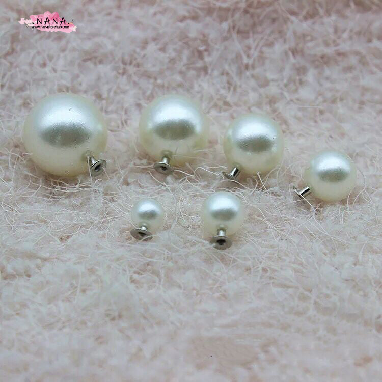 PACK of 50 Half-hole White Acrylic Pearl Rivets Studs Leather Studs Leather Craft Decorative Rivet, M-170