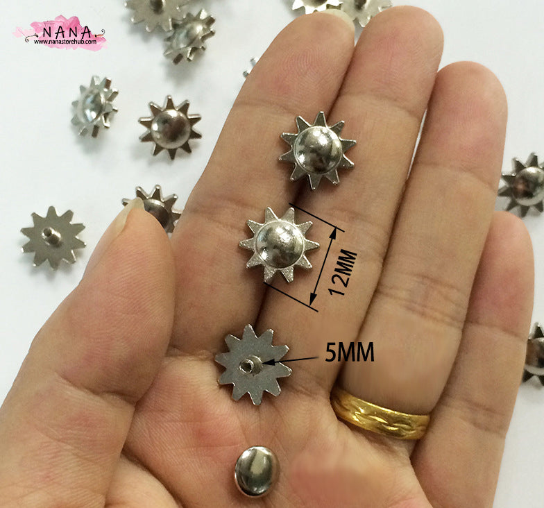 PACK of 10 Metal Brass Sun Rivets Studs Leather Studs Leather Craft Decorative Rivet, M-248