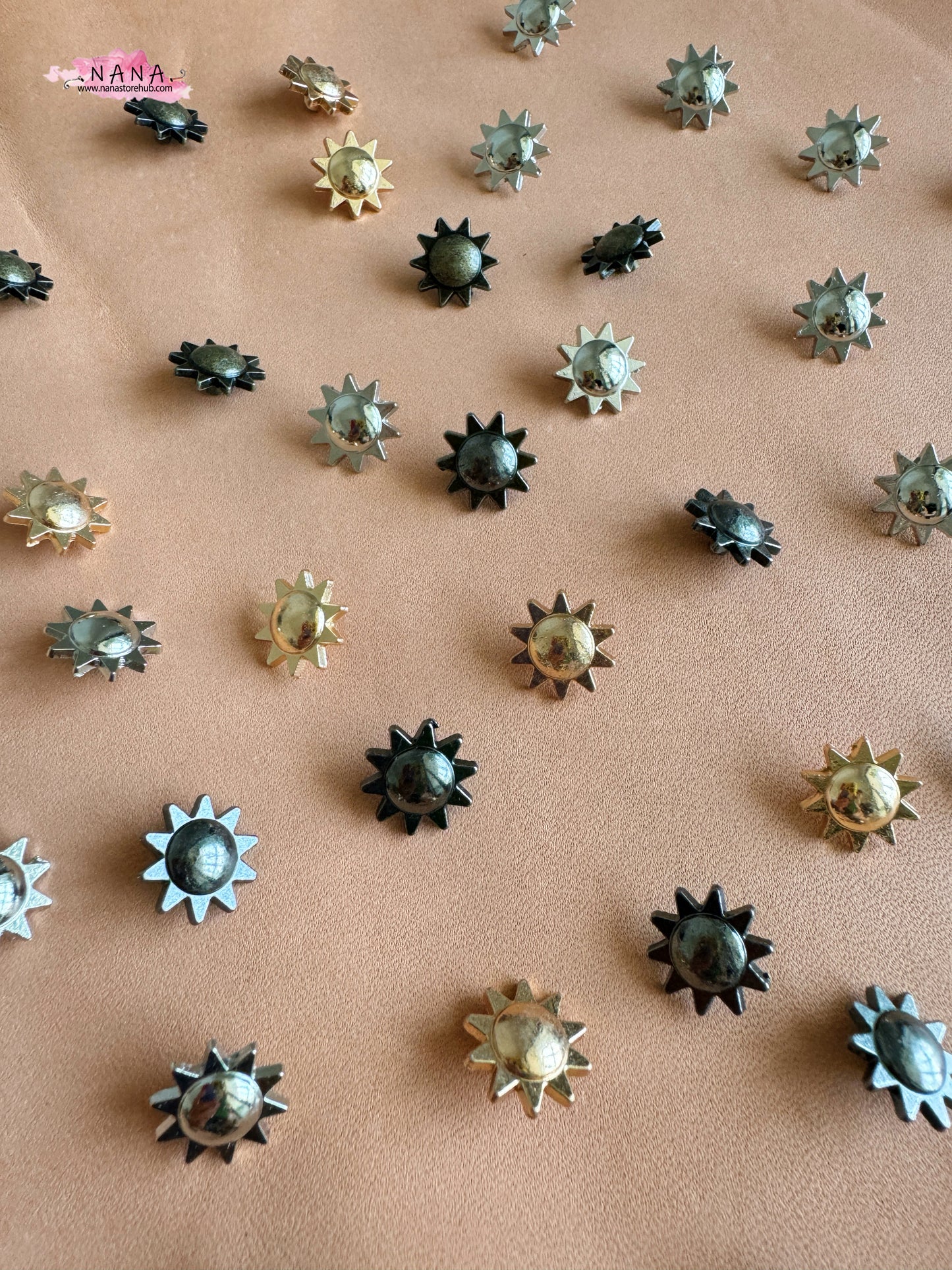 PACK of 10 Metal Brass Sun Rivets Studs Leather Studs Leather Craft Decorative Rivet, M-248