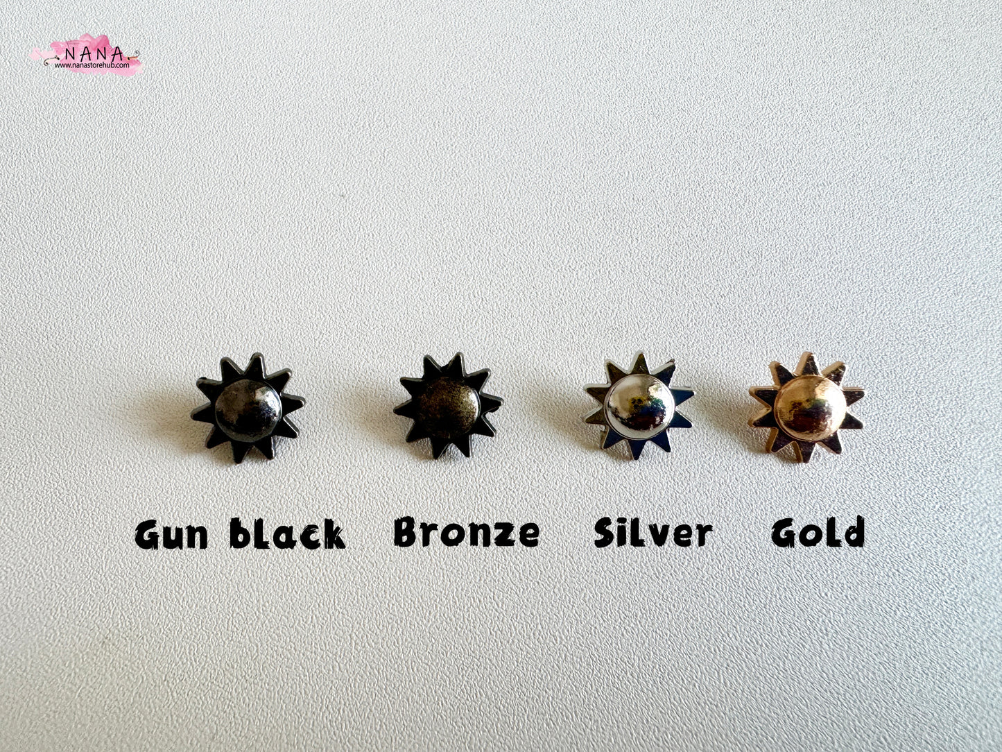 PACK of 10 Metal Brass Sun Rivets Studs Leather Studs Leather Craft Decorative Rivet, M-248