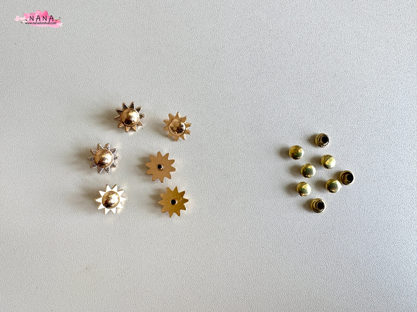 PACK of 10 Metal Brass Sun Rivets Studs Leather Studs Leather Craft Decorative Rivet, M-248