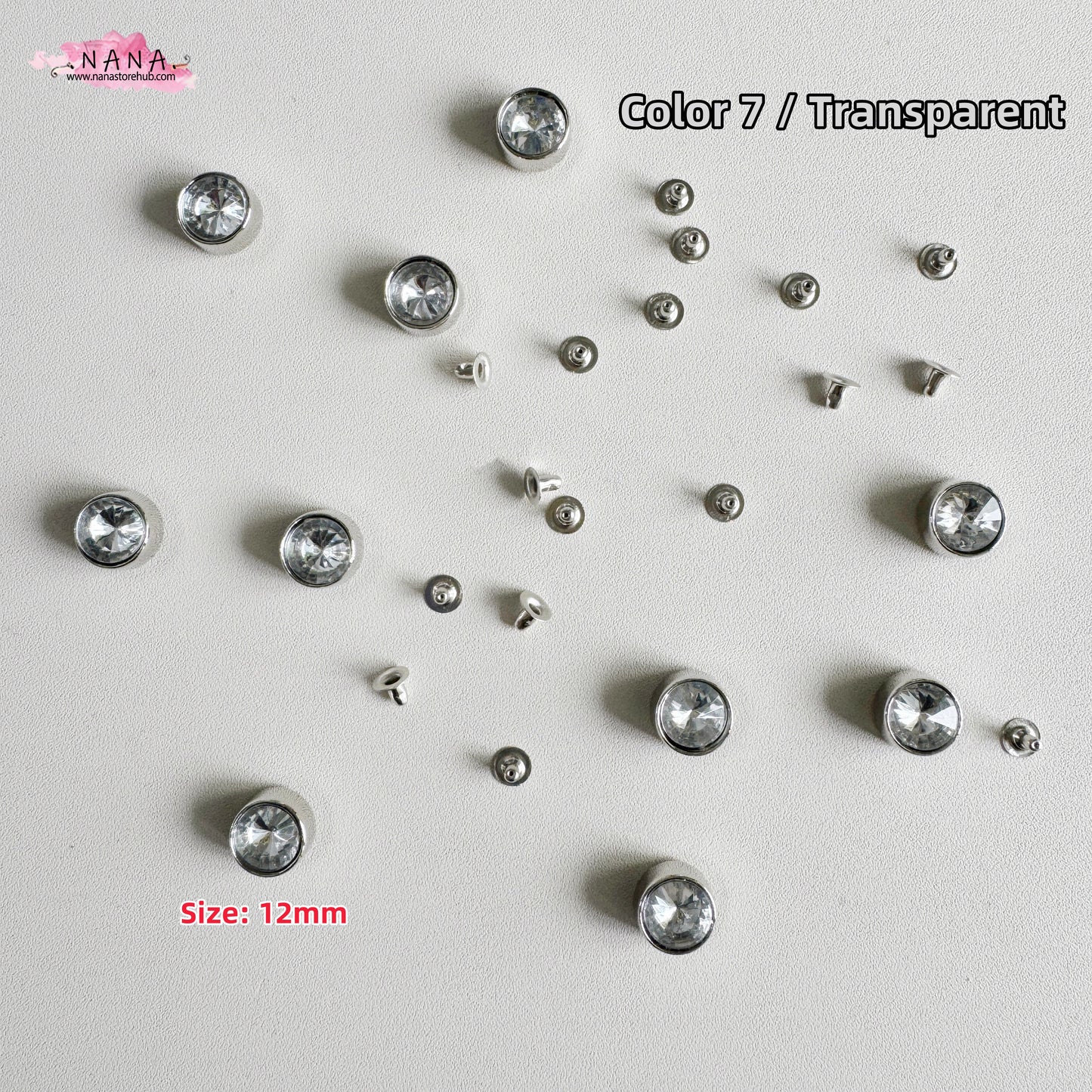 PACK of 10 Rhinestone Round Rivets Studs Leather Studs Leather Craft Decorative Rivet, M-262