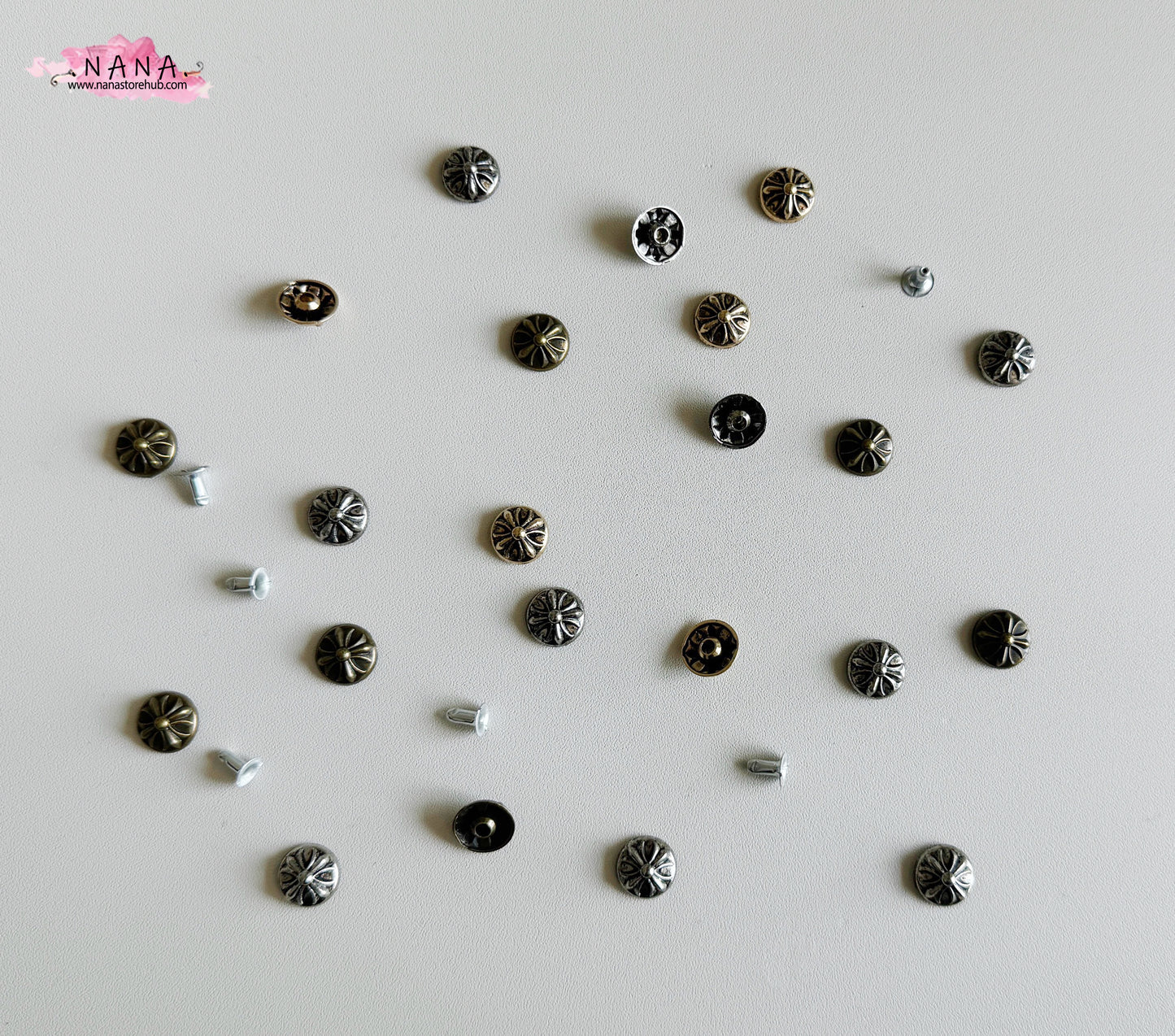 PACK of 50 Metal 11MM Cross Rivets Studs Leather Studs Leather Craft Decorative Rivet, M-279