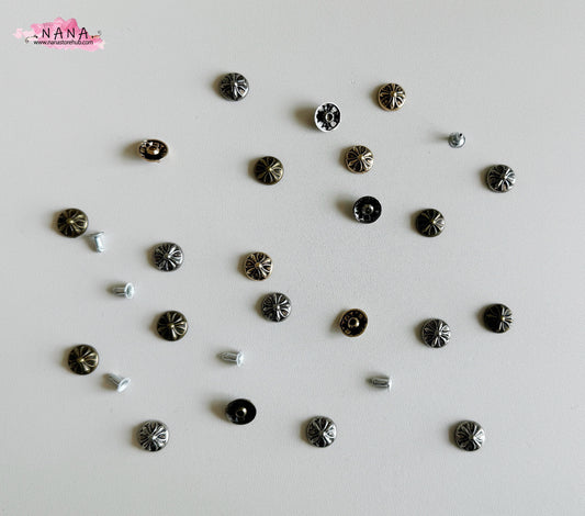 PACK of 50 Metal 11MM Cross Rivets Studs Leather Studs Leather Craft Decorative Rivet, M-279