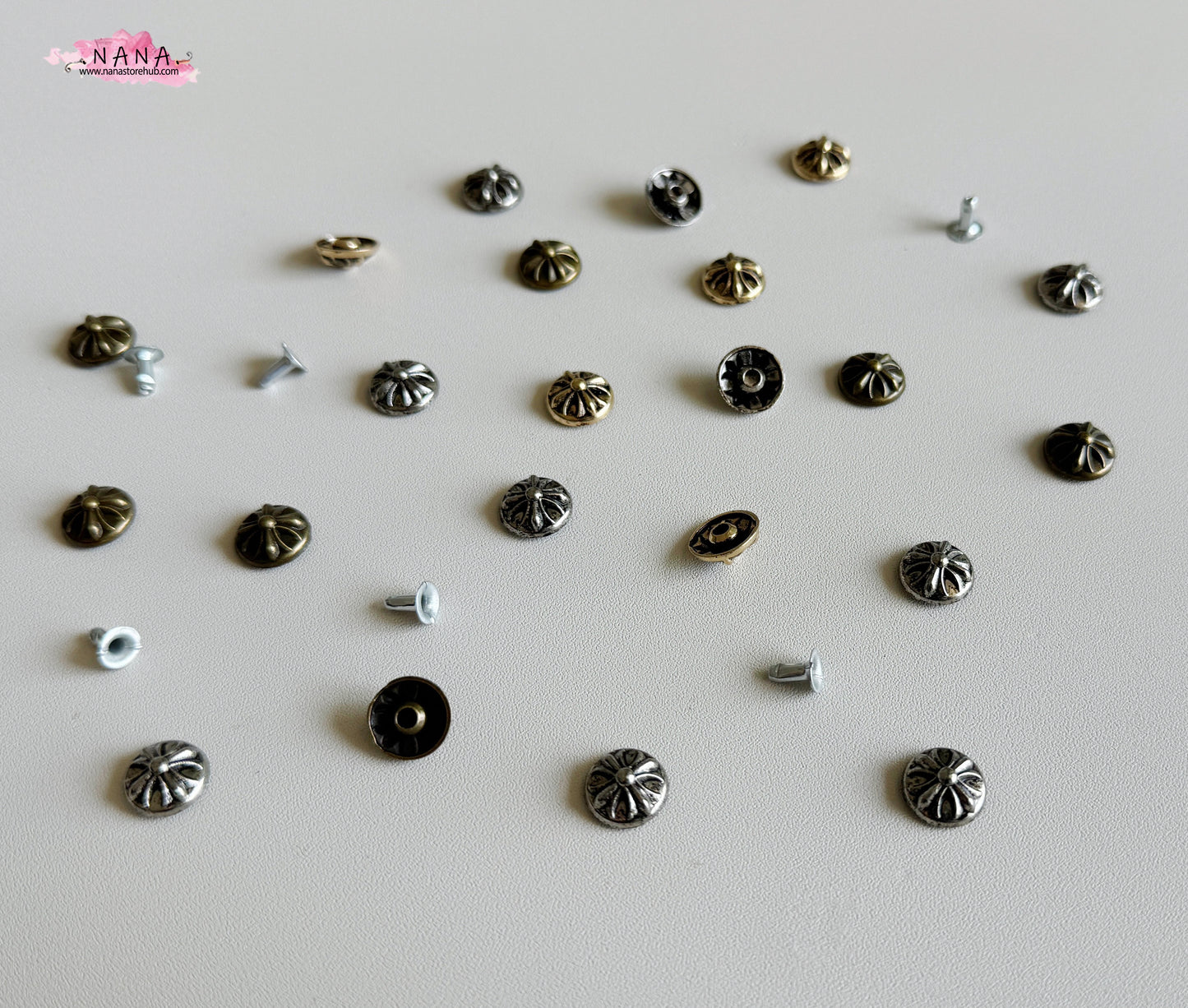 PACK of 50 Metal 11MM Cross Rivets Studs Leather Studs Leather Craft Decorative Rivet, M-279