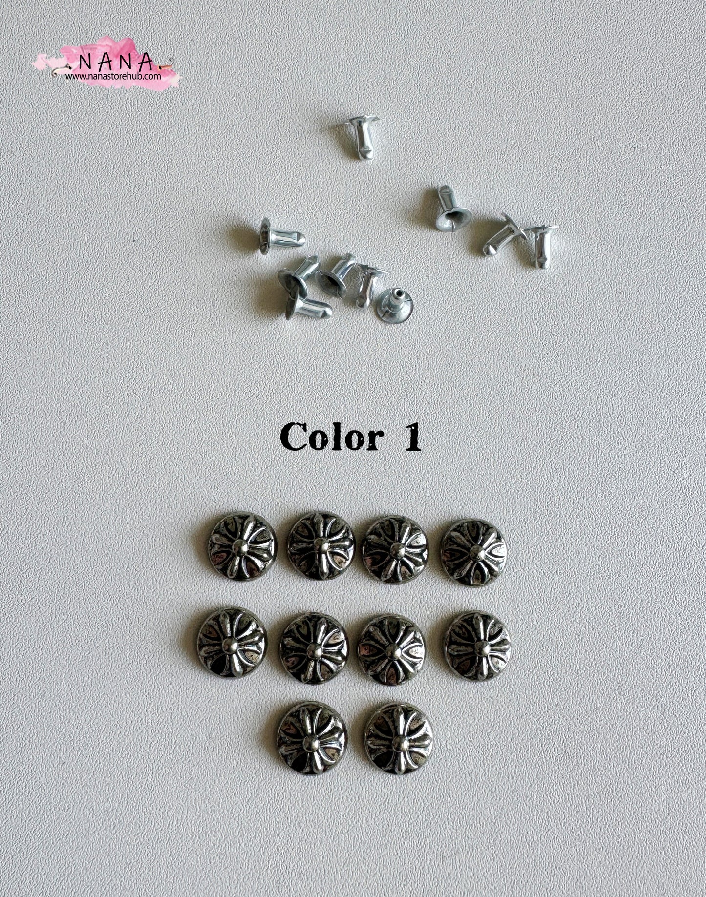 PACK of 50 Metal 11MM Cross Rivets Studs Leather Studs Leather Craft Decorative Rivet, M-279