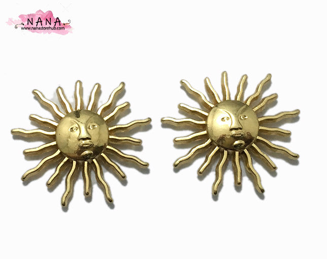 PACK of 100 Metal Gold Sun face star Rivets Studs Leather Studs Leather Craft Decorative Rivet, M-327