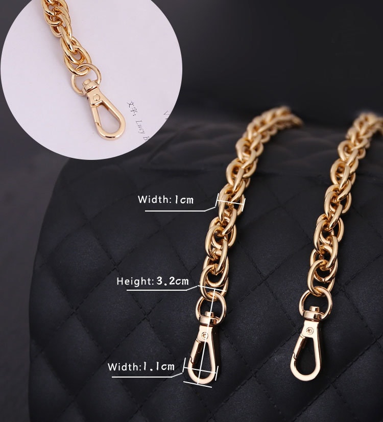 10mm Gold High Quality Full Copper Purse Chain Strap,Metal Shoulder Handbag Strap,Purse Replacement Chains,bag accessories, JD-117