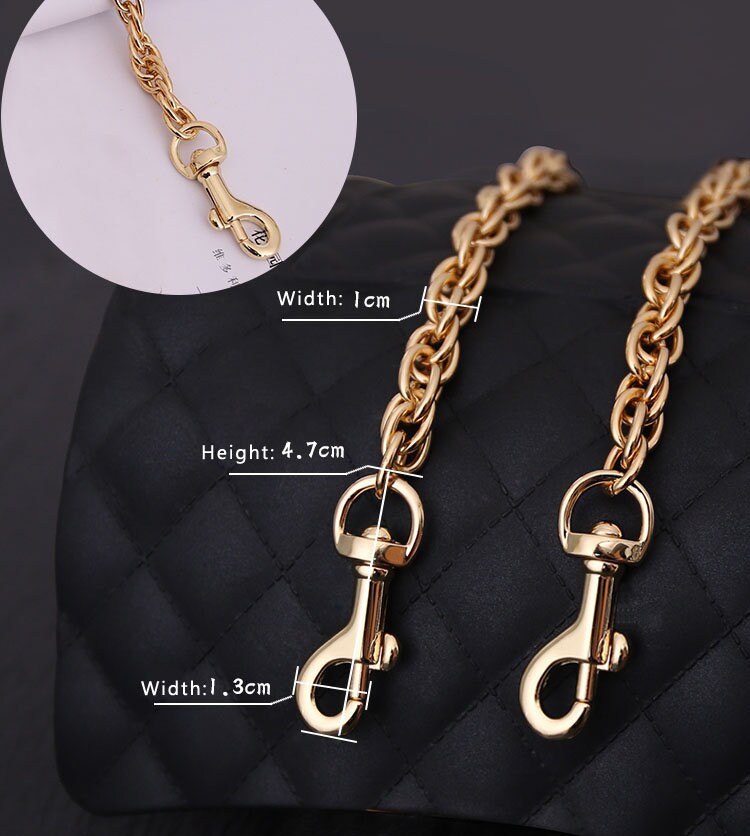 10mm Gold High Quality Full Copper Purse Chain Strap,Metal Shoulder Handbag Strap,Purse Replacement Chains,bag accessories, JD-117