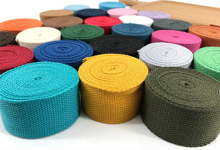 Premium Cotton Webbing in 25 Colors - Durable 2 Inch Straps and Handles for Tote Bags and Upholstery, JD-508