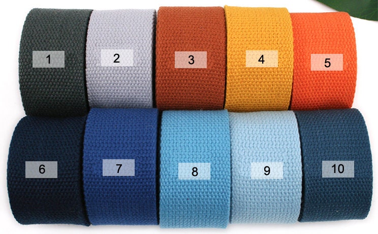Premium Cotton Webbing in 25 Colors - Durable 2 Inch Straps and Handles for Tote Bags and Upholstery, JD-508
